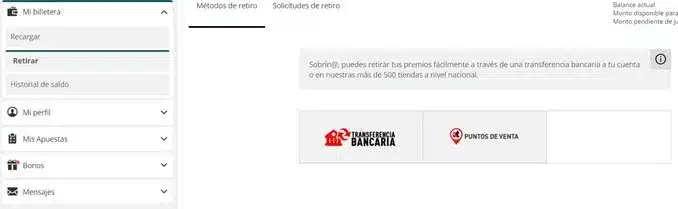 transferencia bancaria para retiro