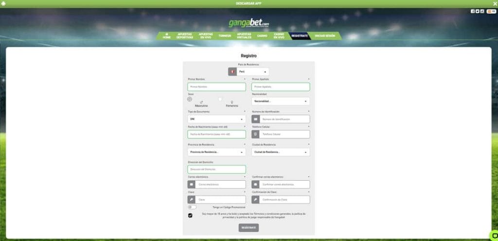 Registro gangabet