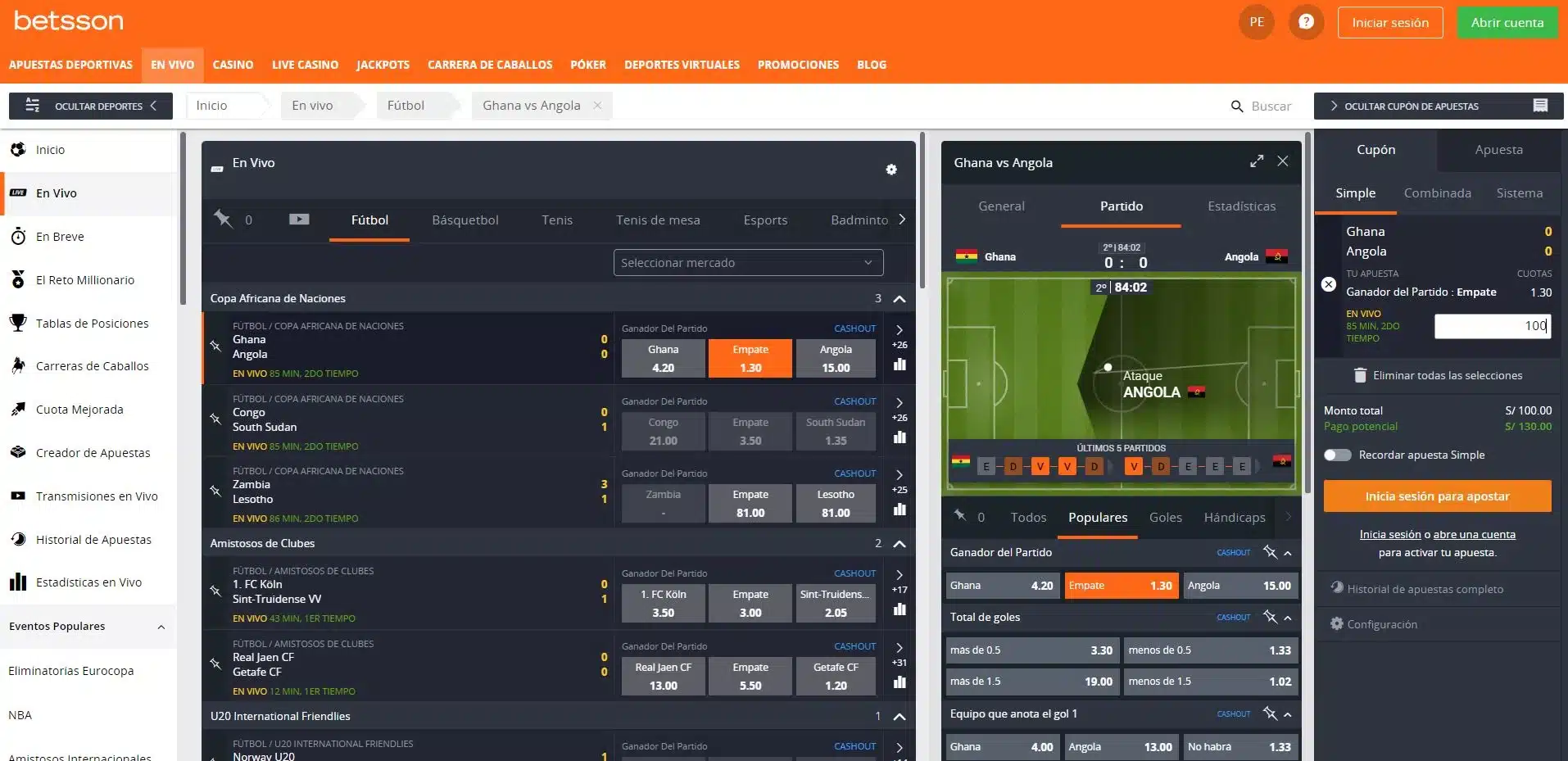apuestas en vivo betsson