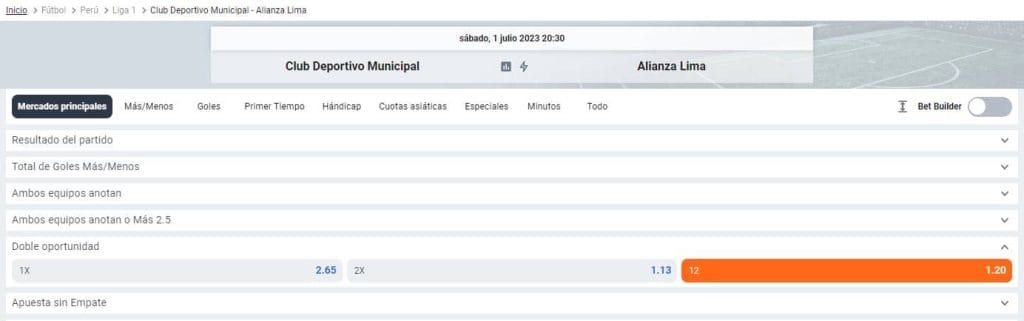 doble oportunidad Betano