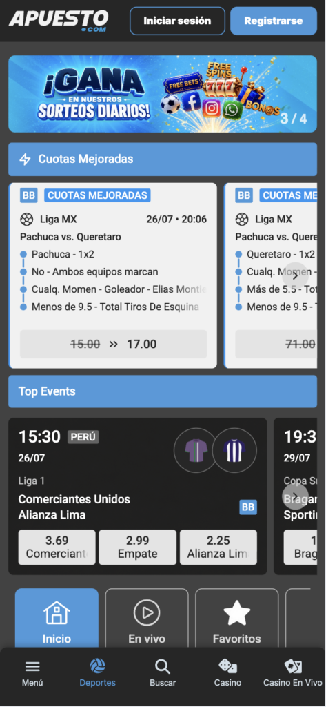 Captura del sitio de Apuesto.com